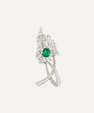 Kojis - Platinum Emerald and Diamond Corsage Brooch image number 0