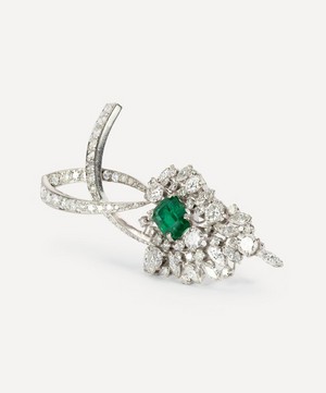 Kojis - Platinum Emerald and Diamond Corsage Brooch image number 1