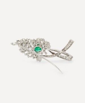 Kojis - Platinum Emerald and Diamond Corsage Brooch image number 2