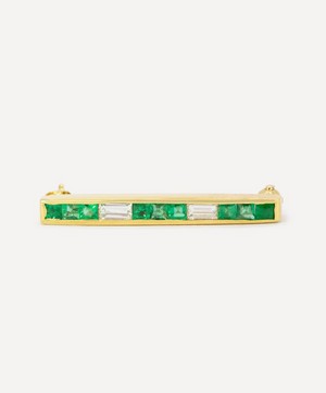 Kojis - 18ct Gold Emerald and Diamond Pin image number 0