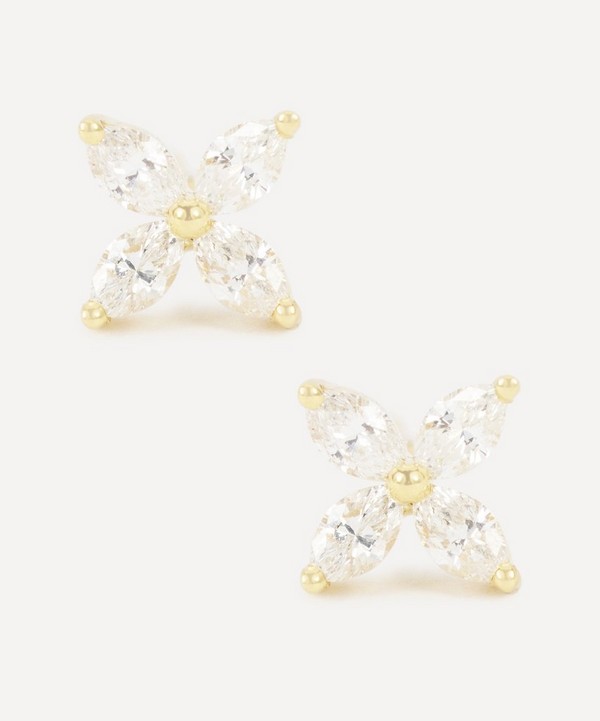 Kojis - 18ct Gold Marquise Diamond Cluster Earrings image number null