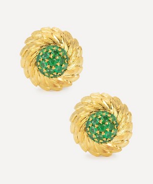 Kojis - 14ct Gold 1950s Emerald Stud Earrings image number 0