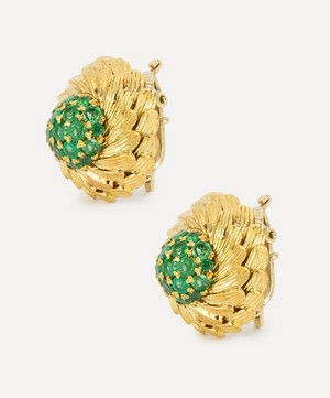 Kojis - 14ct Gold 1950s Emerald Stud Earrings image number 1
