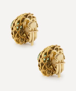 Kojis - 14ct Gold 1950s Emerald Stud Earrings image number 2
