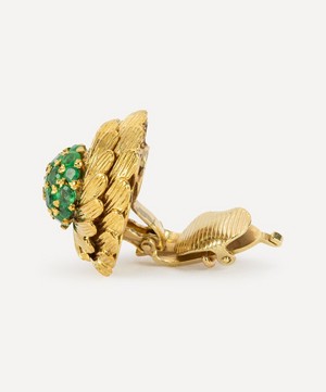 Kojis - 14ct Gold 1950s Emerald Stud Earrings image number 3