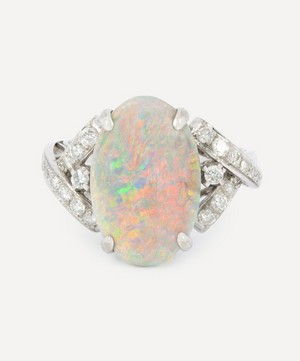 Kojis - 14ct White Gold Vintage Opal and Diamond Ring image number 0