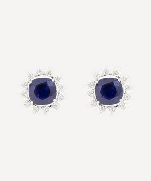 Kojis - 18ct White Gold Sapphire and Diamond Cluster Stud Earrings image number 0