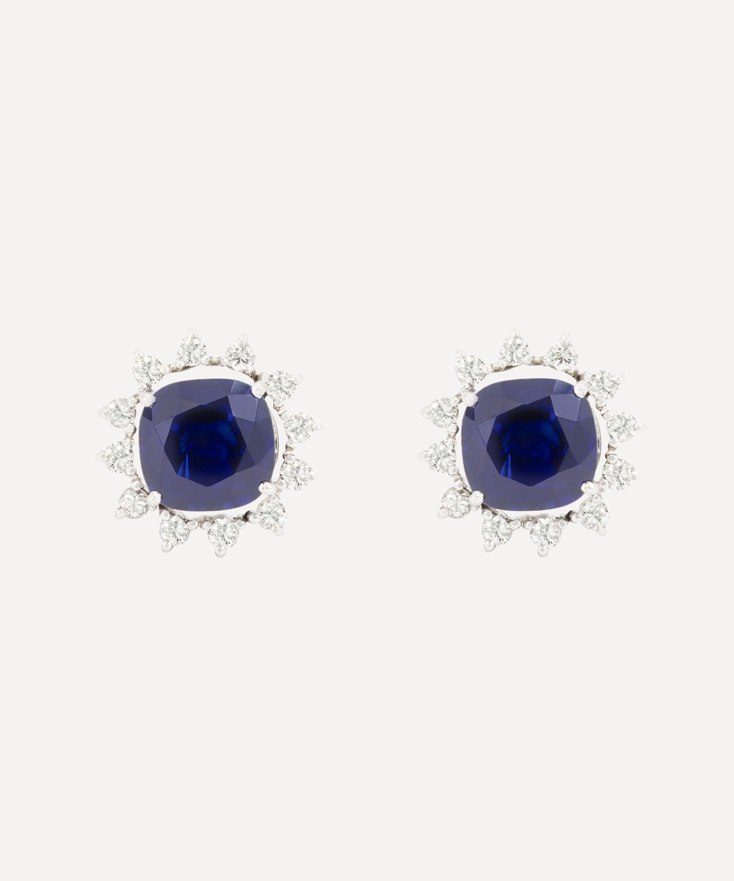 Kojis - 18ct White Gold Sapphire and Diamond Cluster Stud Earrings image number 0
