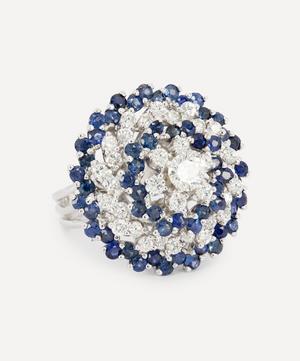 Kojis - 14ct White Gold Large Sapphire and Diamond Cocktail Ring image number 1