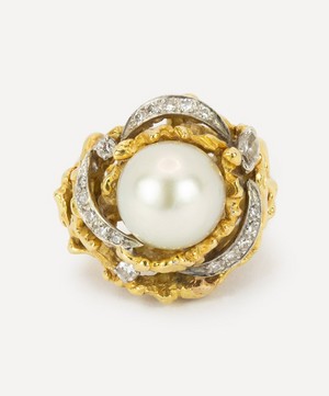 Kojis - 14ct Gold 1970s Pearl and Diamond Rose Ring image number 0