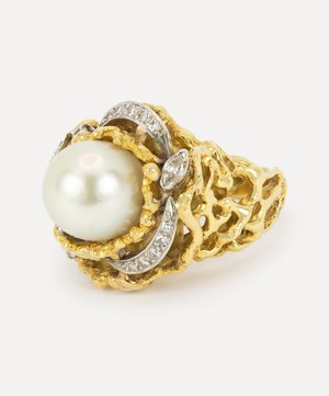 Kojis - 14ct Gold 1970s Pearl and Diamond Rose Ring image number 1