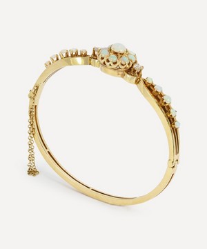 Kojis - 14ct Gold Antique Opal and Diamond Bangle Bracelet image number 1