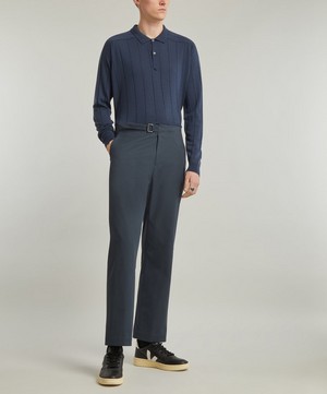 John Smedley - Rampston Long-Sleeve Merino-Wool Polo Shirt image number 1