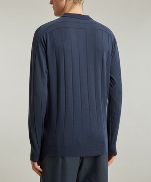 John Smedley - Rampston Long-Sleeve Merino-Wool Polo Shirt image number 3
