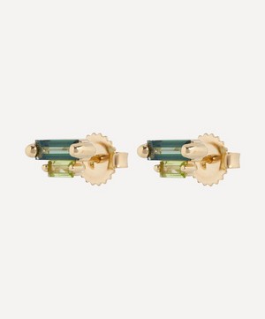 Suzanne Kalan - 14ct Gold Green Bag Duo Stud Earrings image number 2