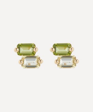 Suzanne Kalan - 14ct Gold Emerald Cut Light Green Stud Earrings image number 0