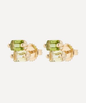 Suzanne Kalan - 14ct Gold Emerald Cut Light Green Stud Earrings image number 2
