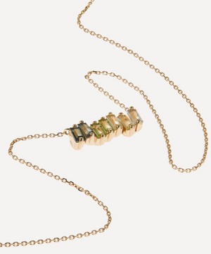 Suzanne Kalan - 14ct Gold Firework Green Bar Pendant Necklace image number 2