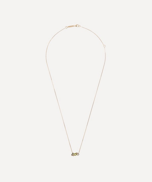 Suzanne Kalan - 14ct Gold Green Mix Diamond Mini Bar Pendant Necklace