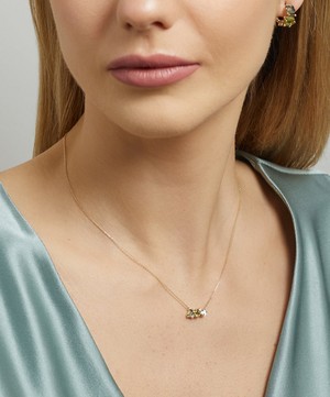 Suzanne Kalan - 14ct Gold Green Mix Diamond Mini Bar Pendant Necklace image number 1