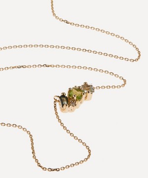Suzanne Kalan - 14ct Gold Green Mix Diamond Mini Bar Pendant Necklace image number 2
