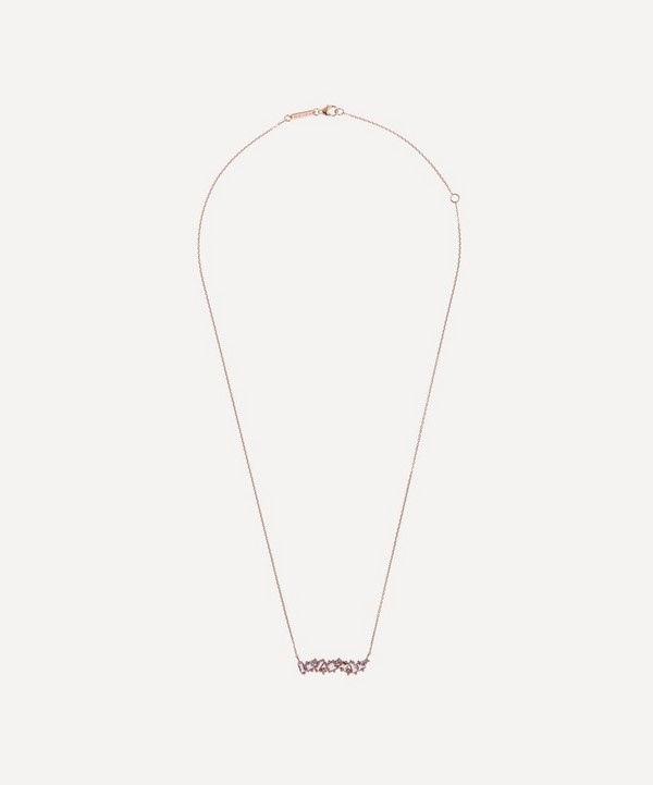 Suzanne Kalan - 14ct Rose Gold Rainbow Mix Diamond Bar Pendant Necklace