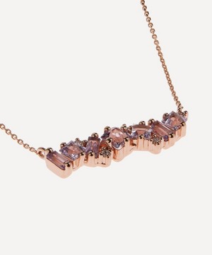 Suzanne Kalan - 14ct Rose Gold Rainbow Mix Diamond Bar Pendant Necklace image number 2