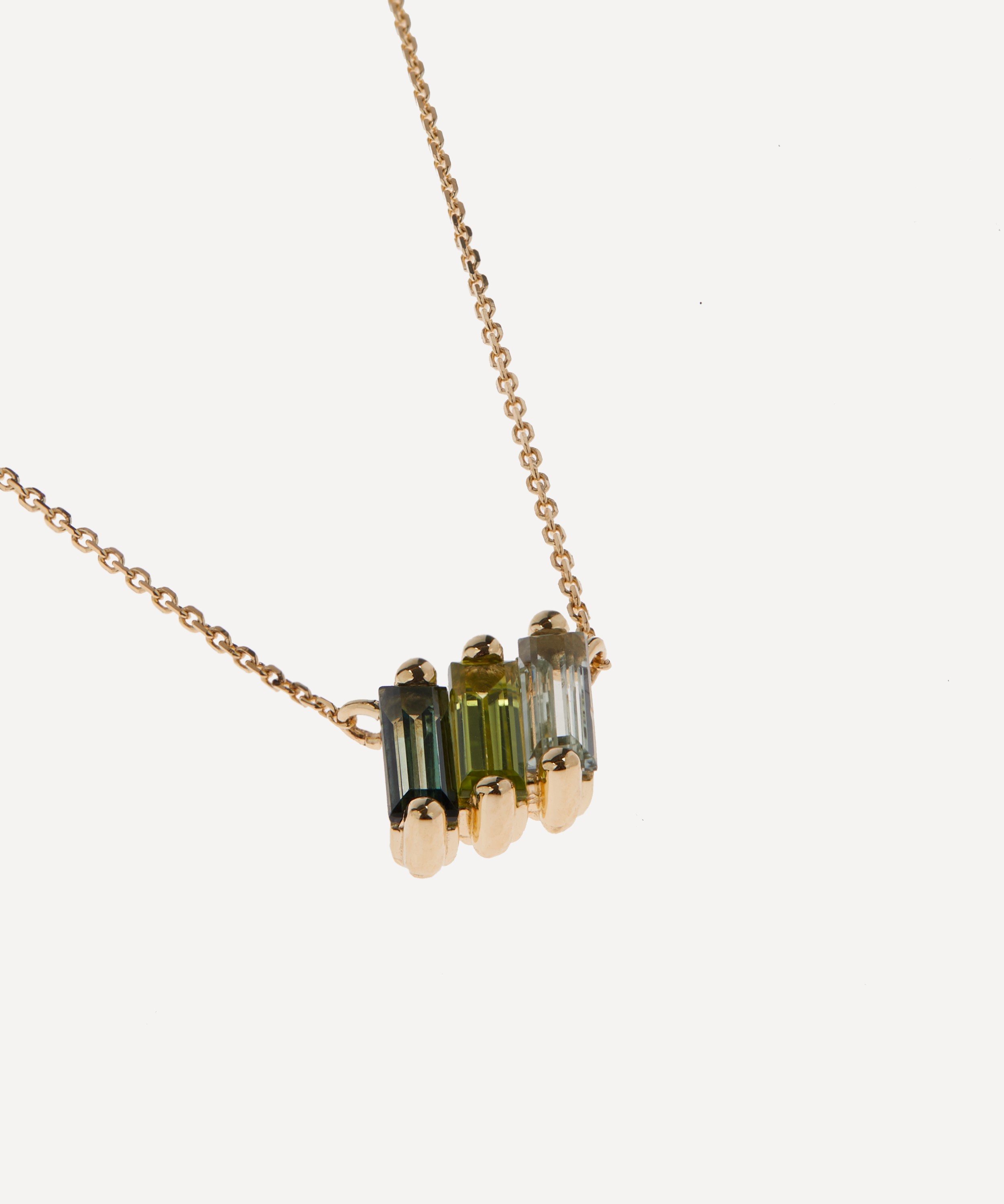 Suzanne Kalan - 14ct Gold Green Zig Zag Bar Pendant Necklace image number 2