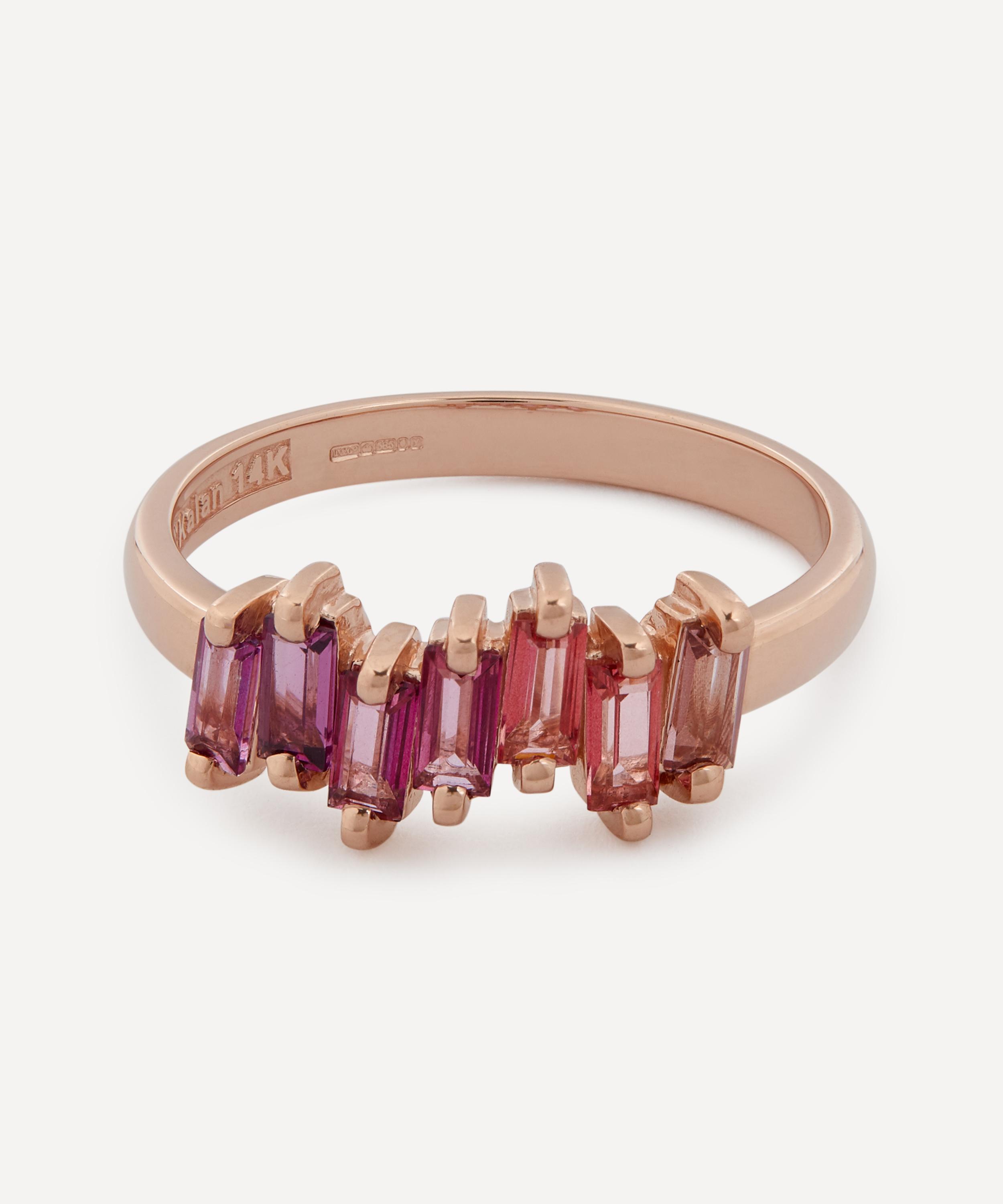 Suzanne Kalan - 14ct Rose Gold Fireworks Pink Mix Half Band Ring image number 0