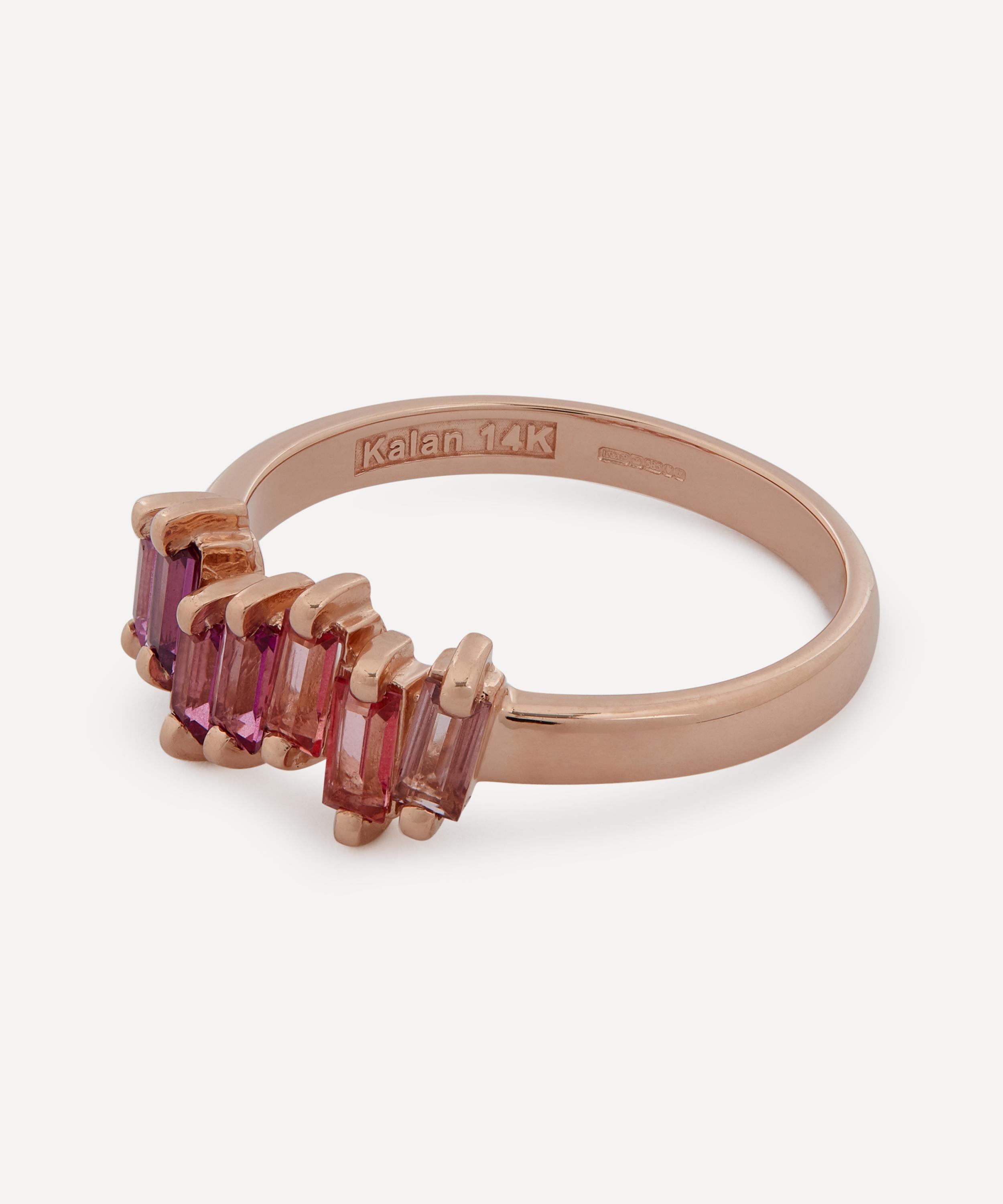 Suzanne Kalan - 14ct Rose Gold Fireworks Pink Mix Half Band Ring image number 2