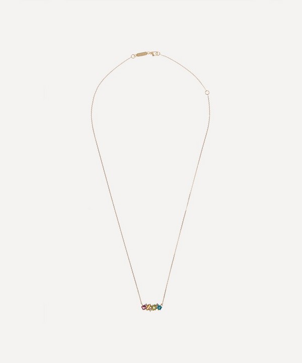 Suzanne Kalan - 14ct Gold Rainbow Mix Diamond Bar Pendant Necklace