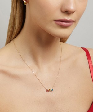 Suzanne Kalan - 14ct Gold Rainbow Mix Diamond Bar Pendant Necklace image number 1