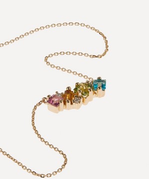 Suzanne Kalan - 14ct Gold Rainbow Mix Diamond Bar Pendant Necklace image number 2