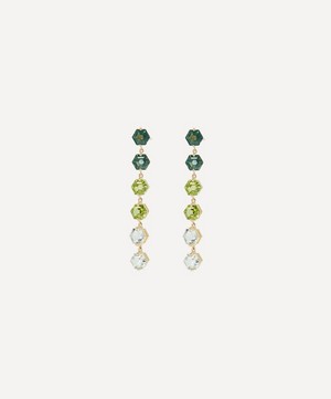 Suzanne Kalan - 14ct Gold Amalfi Hexagon Cut Green Ombre Drop Earrings image number 0