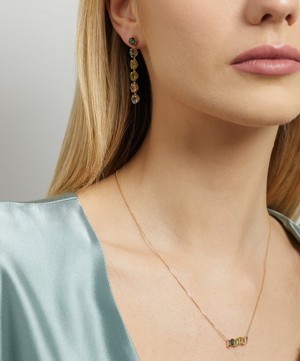 Suzanne Kalan - 14ct Gold Amalfi Hexagon Cut Green Ombre Drop Earrings image number 1