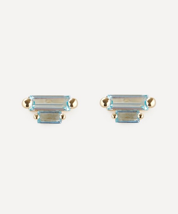 Suzanne Kalan - 14ct Gold Blue Bag Duo Stud Earrings image number null