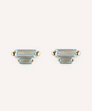 Suzanne Kalan - 14ct Gold Blue Bag Duo Stud Earrings image number 0