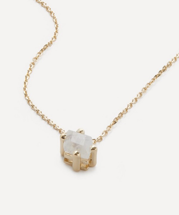 Suzanne Kalan - 14ct Gold Diamond Cut Rainbow Moonstone Pendant Necklace