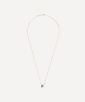 Suzanne Kalan - 14ct Gold Blue Zig Zag Bar Pendant Necklace image number 1