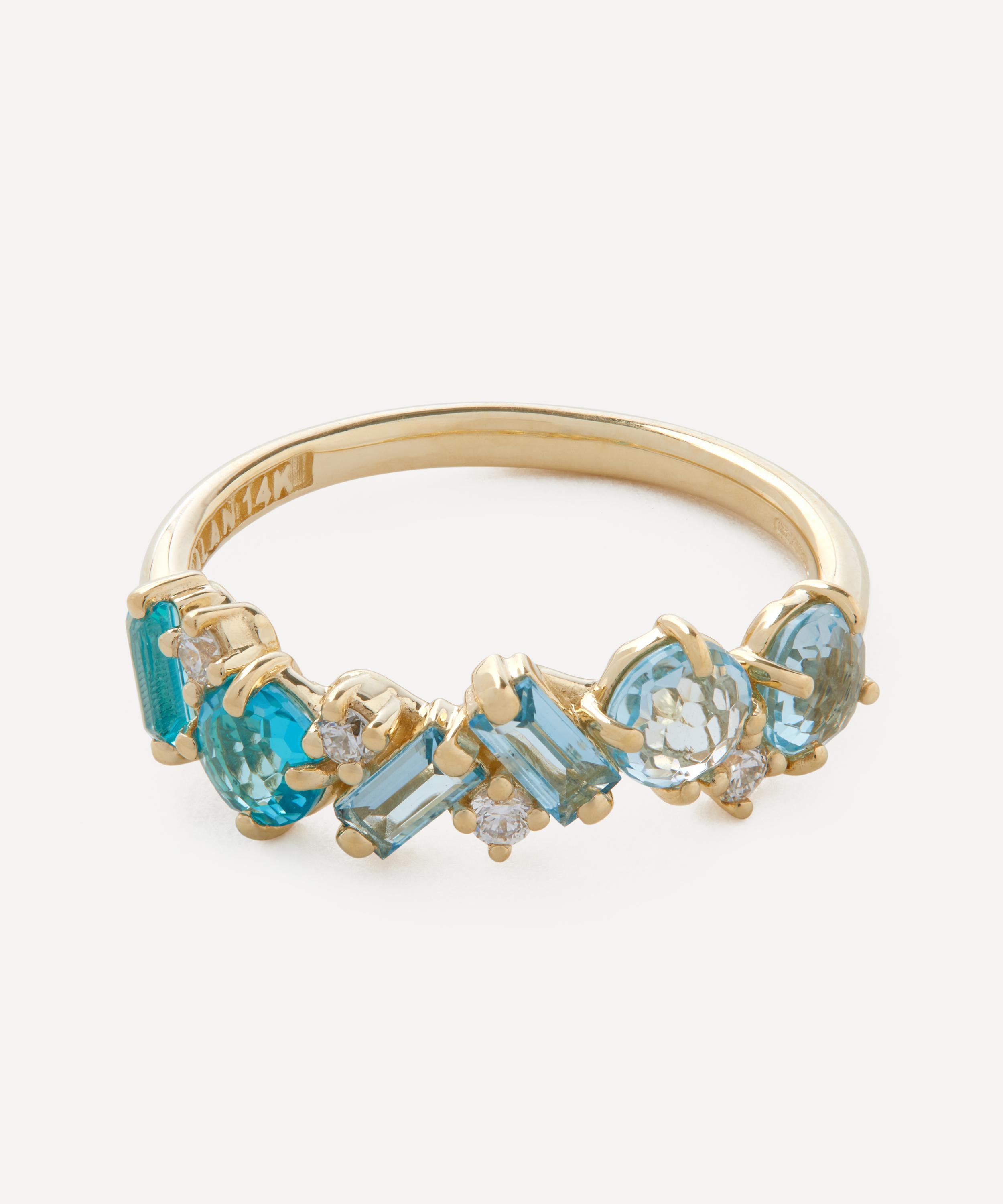 Suzanne Kalan - 14ct Gold Blue Mix Diamond Half Band Ring image number 0