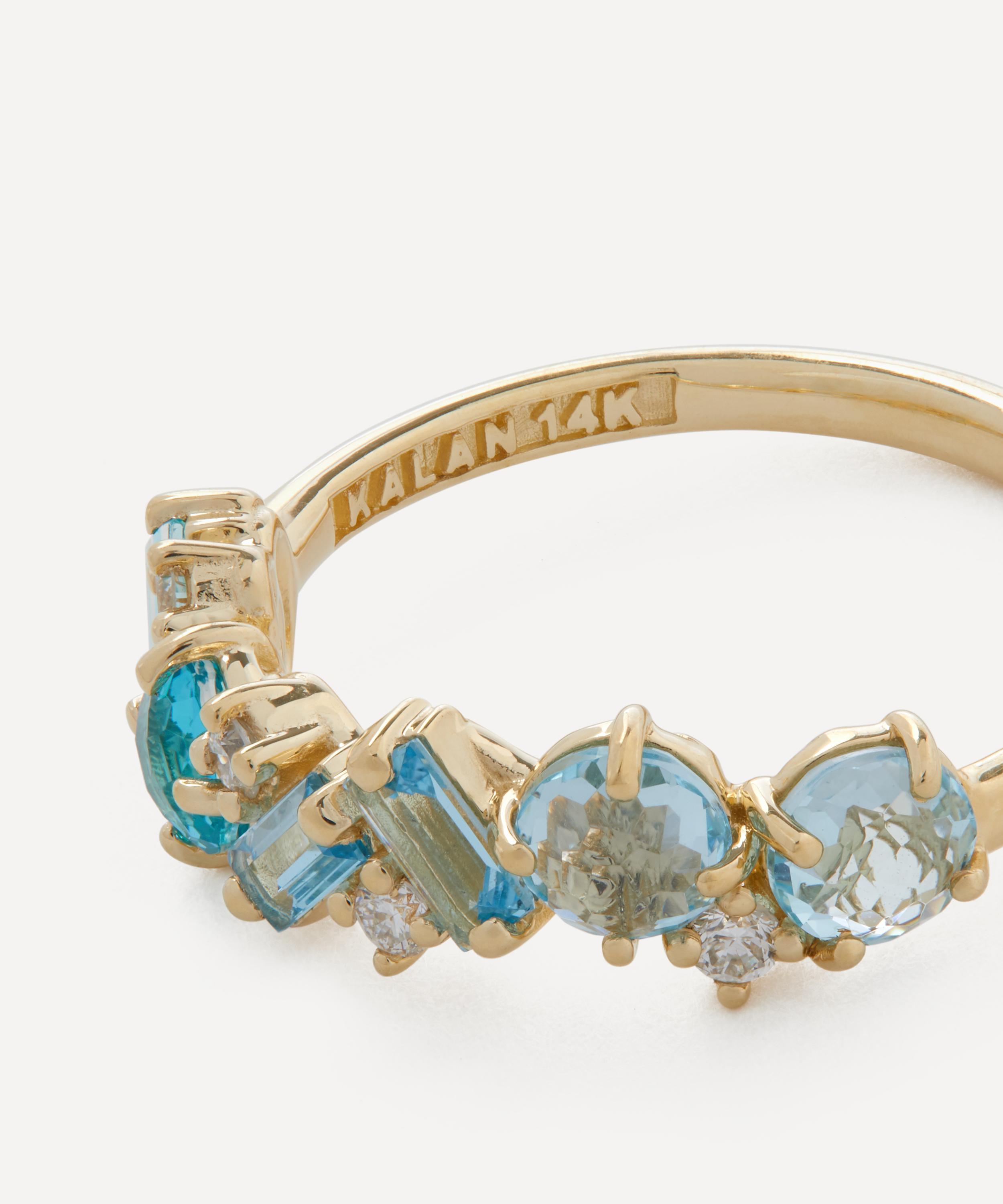Suzanne Kalan - 14ct Gold Blue Mix Diamond Half Band Ring image number 2