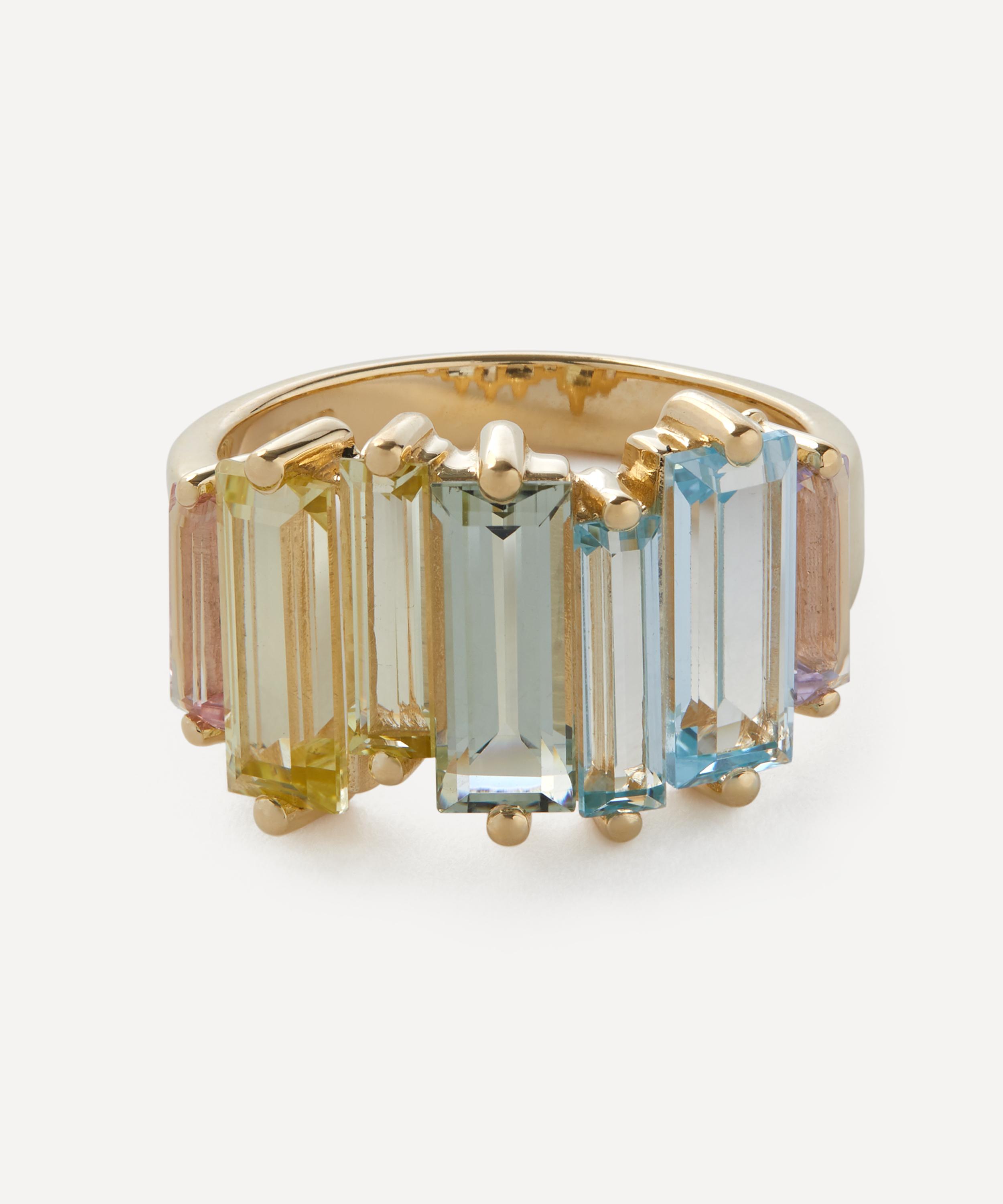 Suzanne Kalan - 14ct Gold Pastel Baguette Mix Band Ring