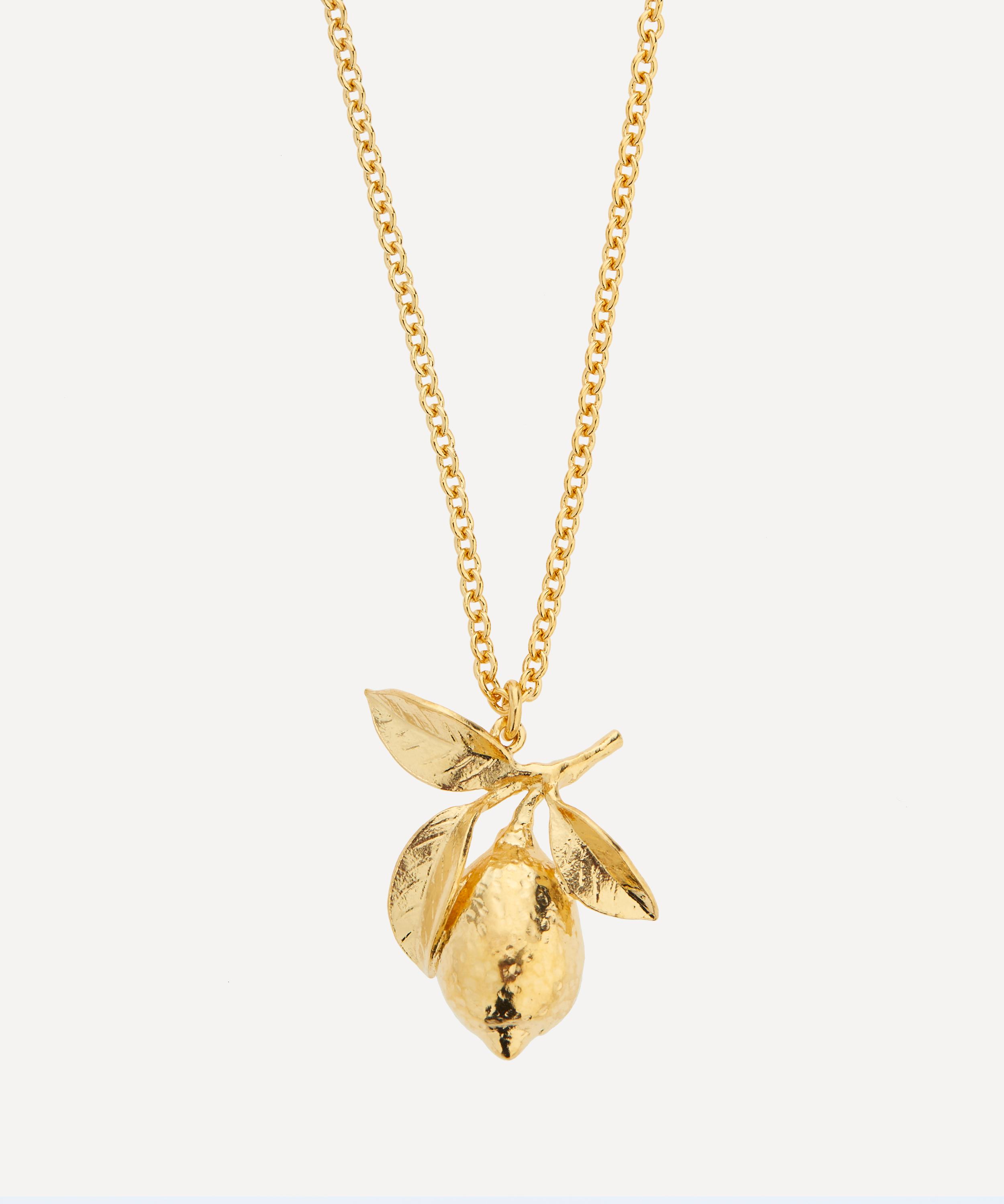 Alex Monroe - 22ct Gold-Plated Large Lemon and Leaf Pendant Necklace image number 0