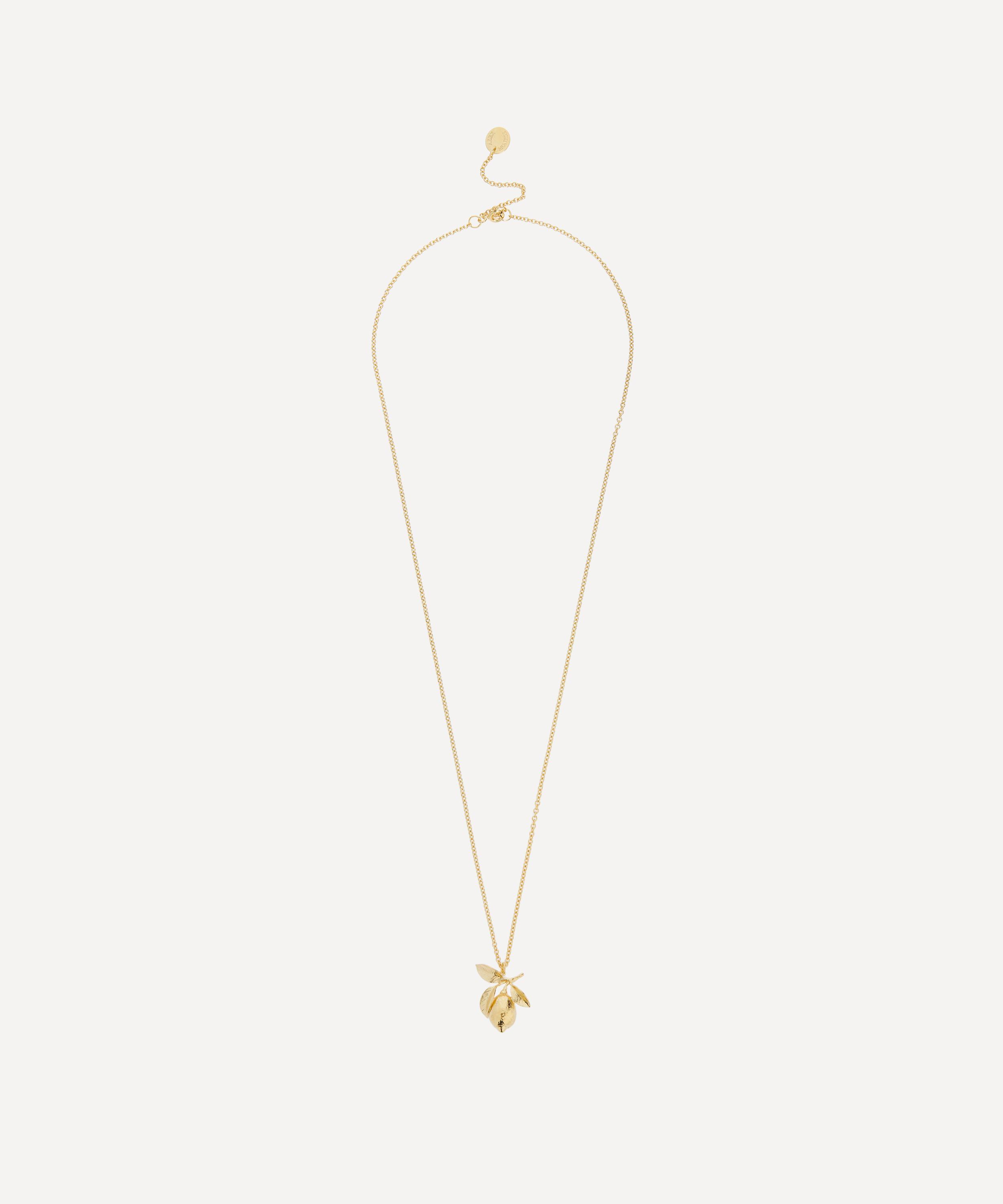 Alex Monroe - 22ct Gold-Plated Large Lemon and Leaf Pendant Necklace image number 2