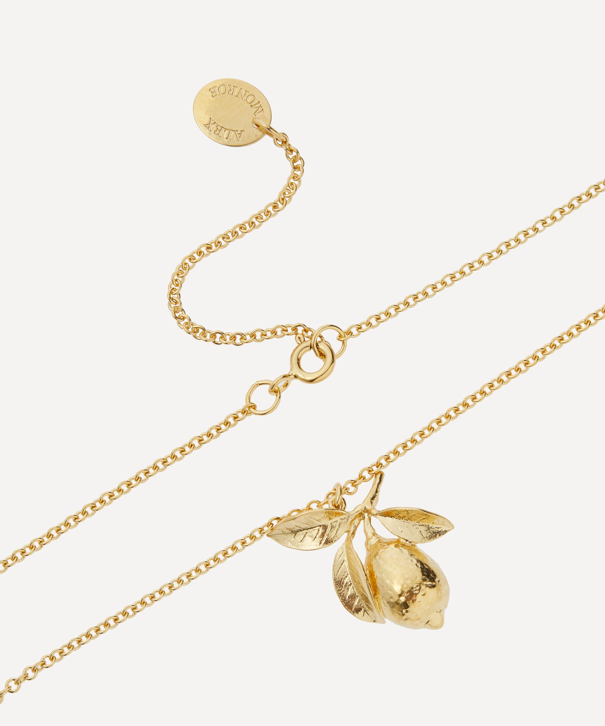 Alex Monroe - 22ct Gold-Plated Large Lemon and Leaf Pendant Necklace image number 2