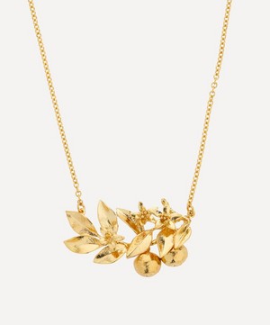 Alex Monroe - 22ct Gold-Plated Orange Blossom Branch with Hanging Oranges Pendant Necklace image number 0