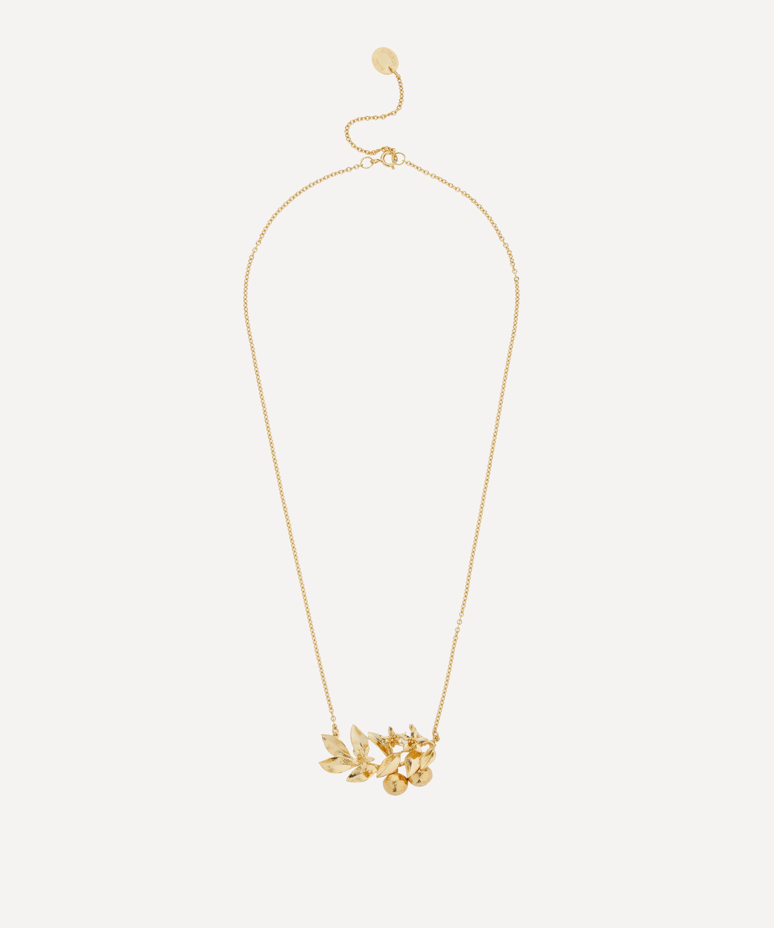 Alex Monroe - 22ct Gold-Plated Orange Blossom Branch with Hanging Oranges Pendant Necklace image number 1