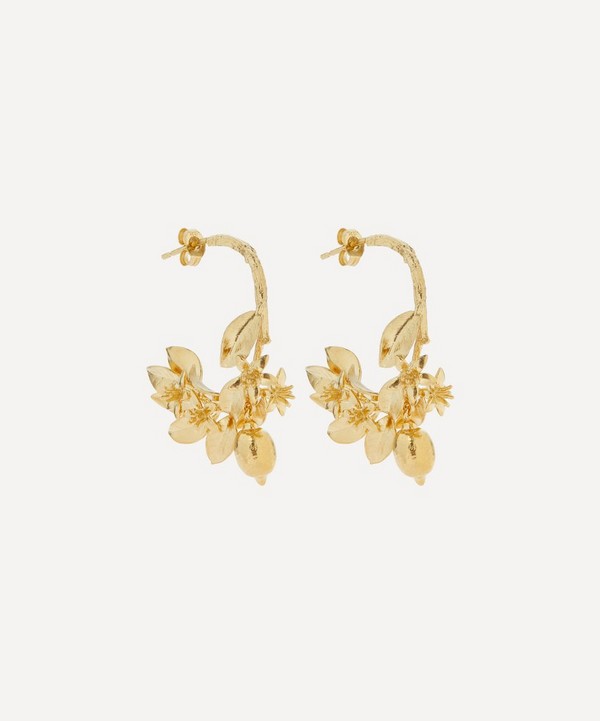 Alex Monroe - 22ct Gold-Plated Lemon Blossom Branch Hoop Earrings image number null