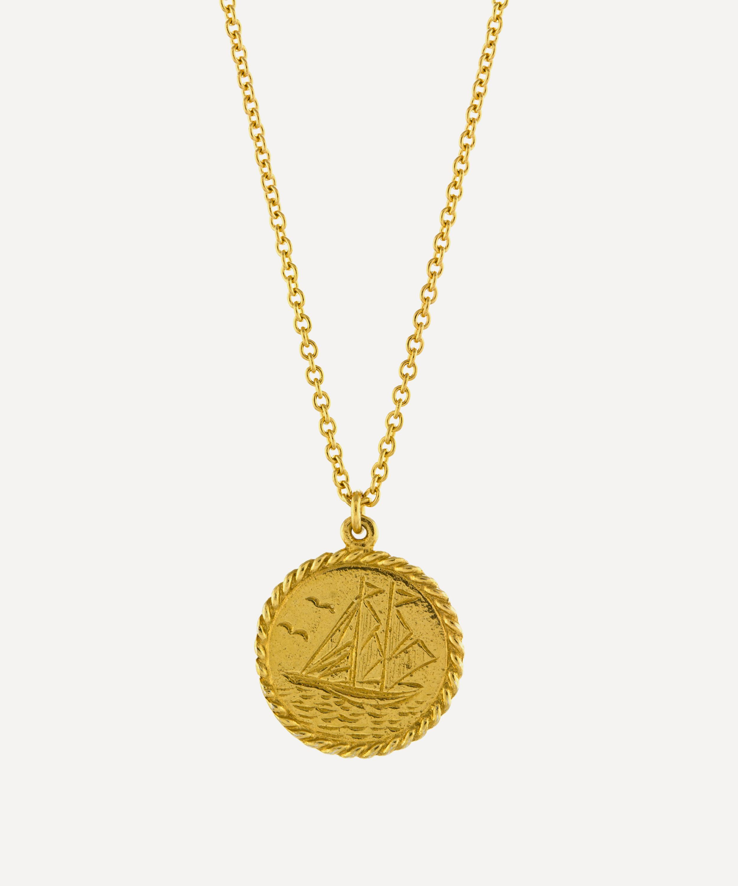 Alex Monroe - Gold-Plated Nautical Antique Coin Pendant Necklace image number 0
