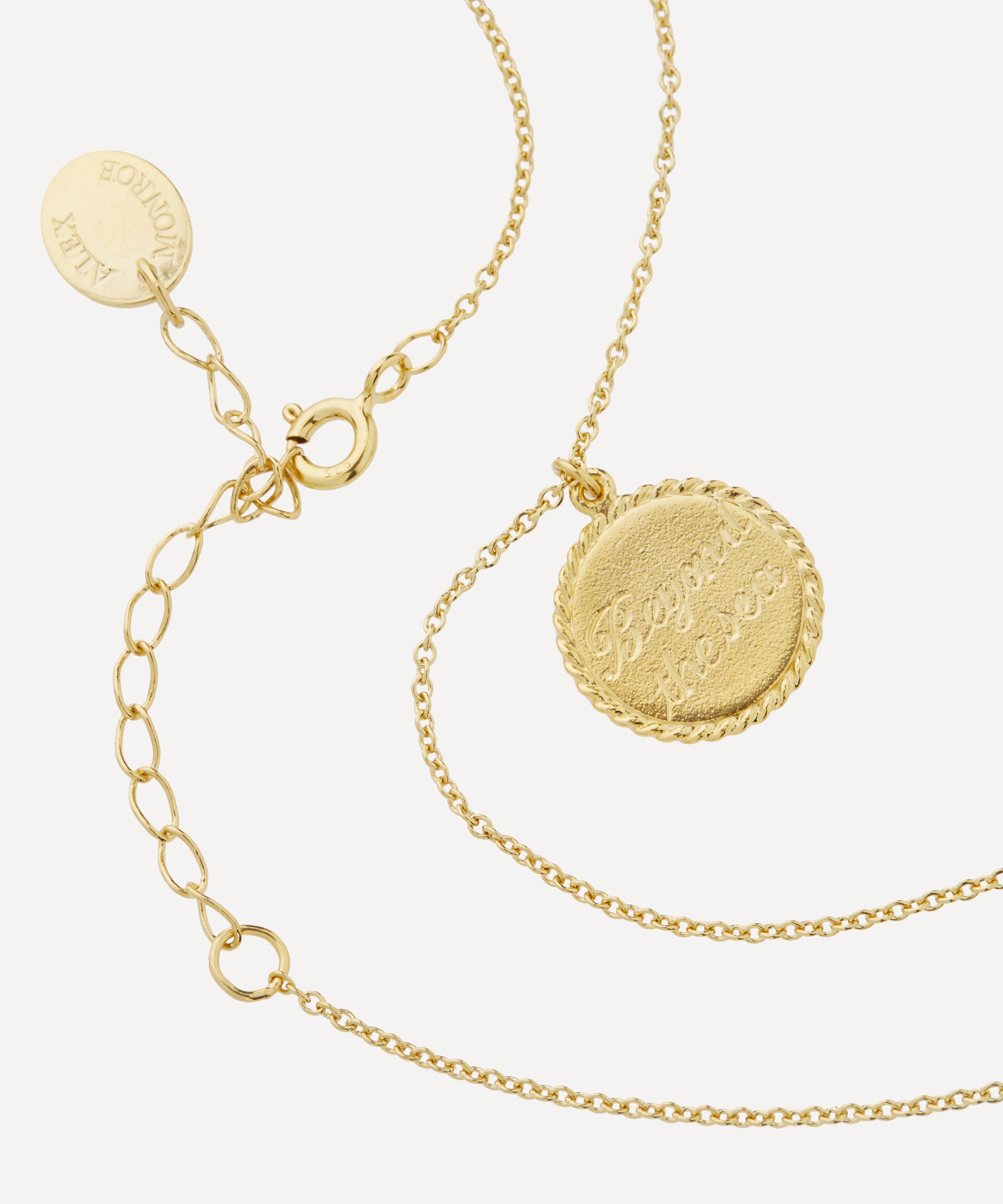 Alex Monroe - Gold-Plated Nautical Antique Coin Pendant Necklace image number 3